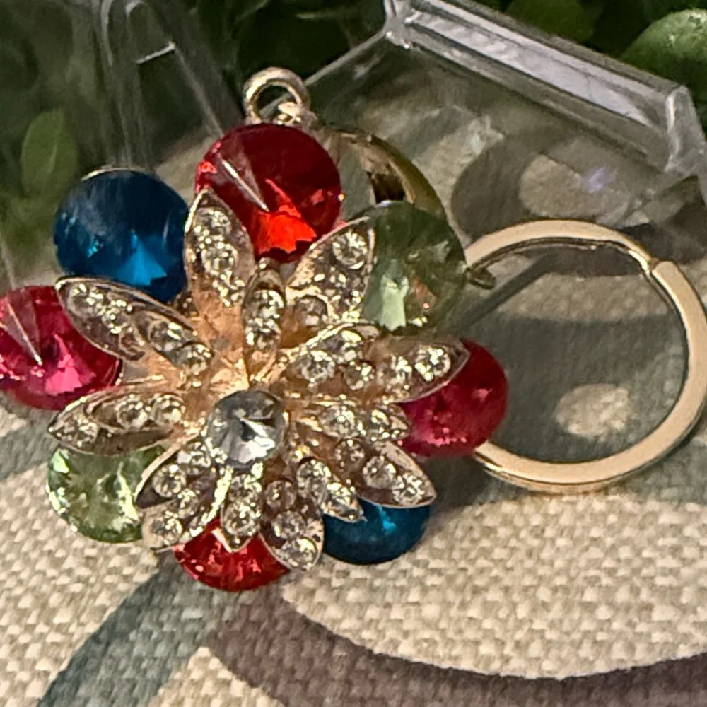 multicolor crystal flower accessory keychain
